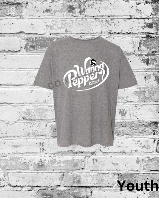 Youth Graphite Heather T-Shirt w/White Wanna Pepper