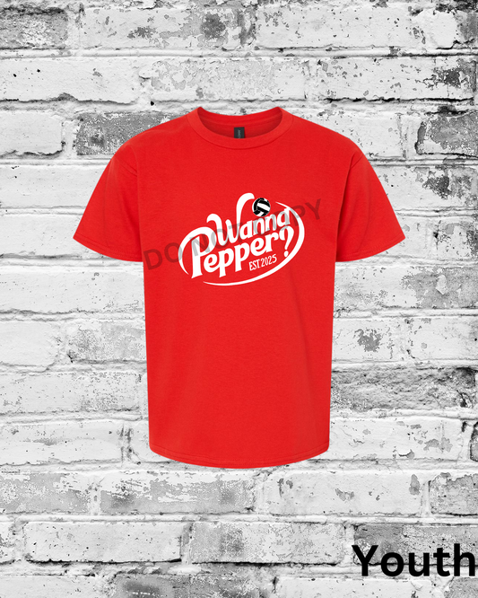 Youth Red T-Shirt w/White Wanna Pepper