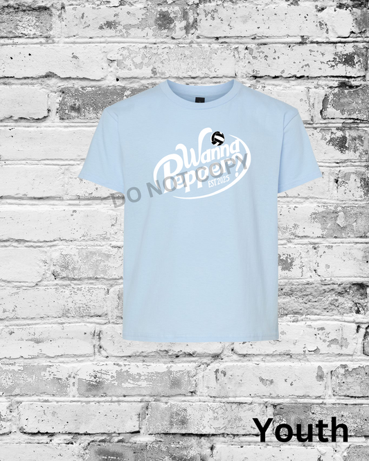Youth Light Blue T-Shirt w/White Wanna Pepper