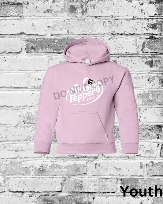 Youth Light Pink Hoodie w/White Wanna Pepper