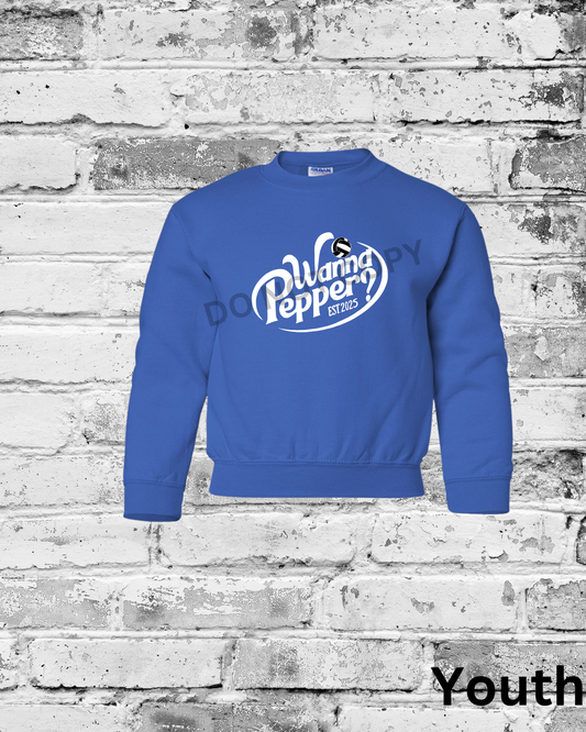 Youth Royal Crewneck w/White Wanna Pepper