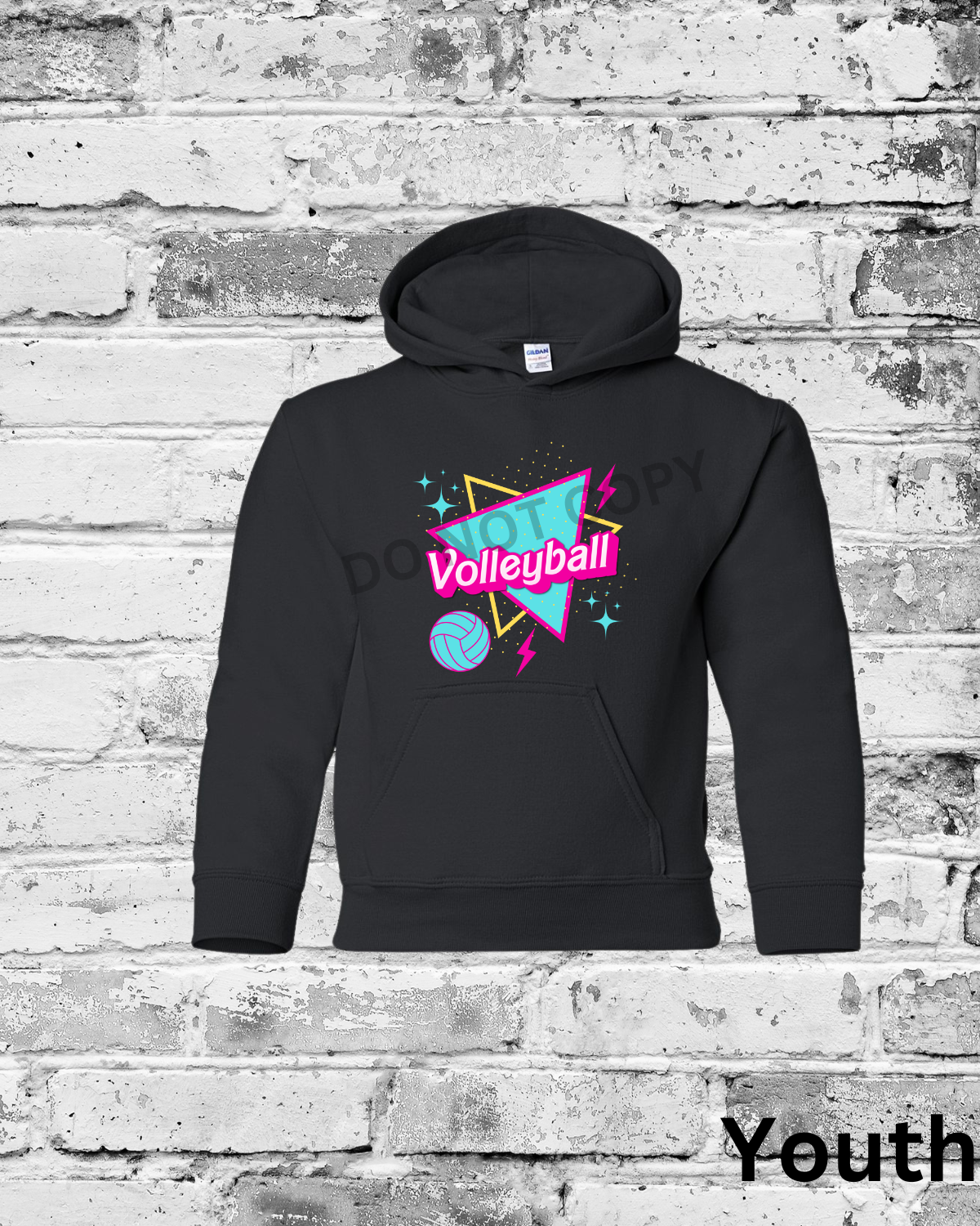 Youth Black Hoodie w/Barbie Volleyball