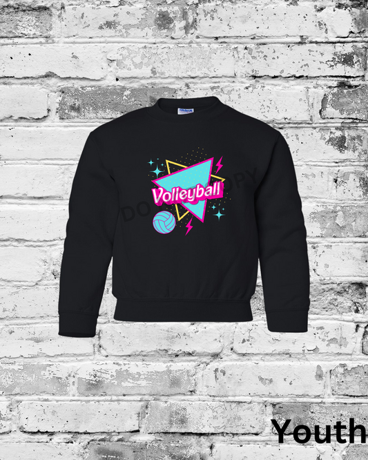 Youth Black Crewneck w/Barbie Volleyball