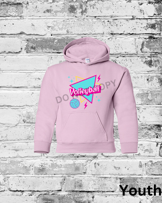 Youth Light Pink Hoodie w/Barbie Volleyball