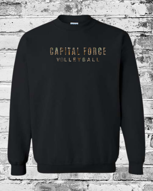 Adult Black Crewneck w/Camo Capital Force
