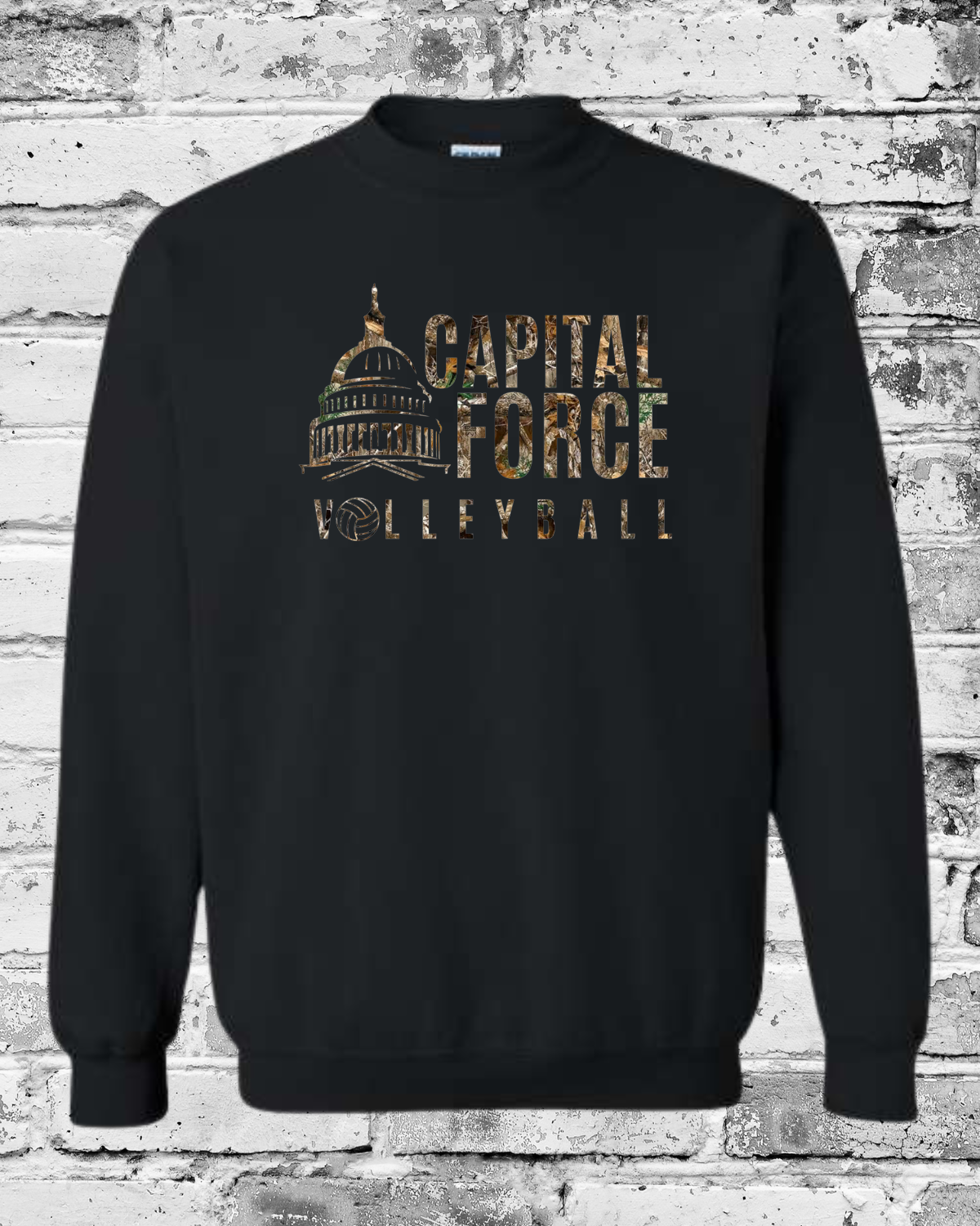 Adult Black Crewneck w/Camo Logo