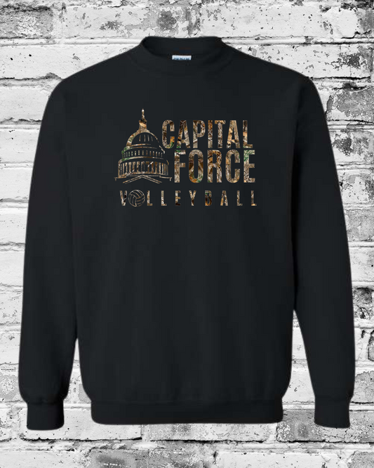 Adult Black Crewneck w/Camo Logo