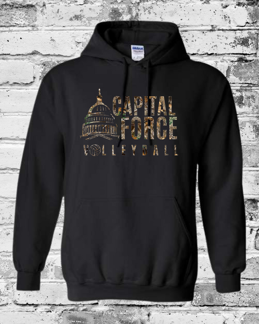 Adult Black Hoodie w/Camo Logo