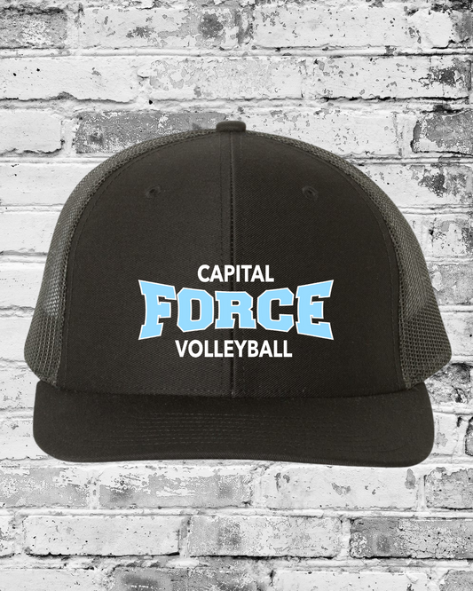 Embroidered Black Trucker Cap w/Force