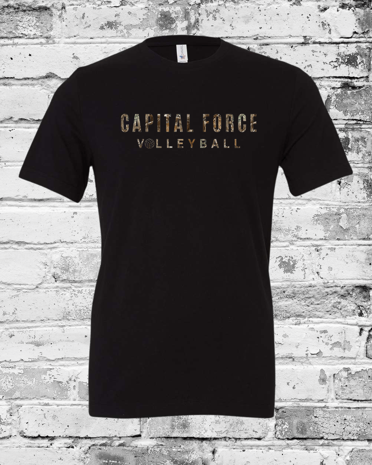 Adult Black T-Shirt w/Camo Capital Force