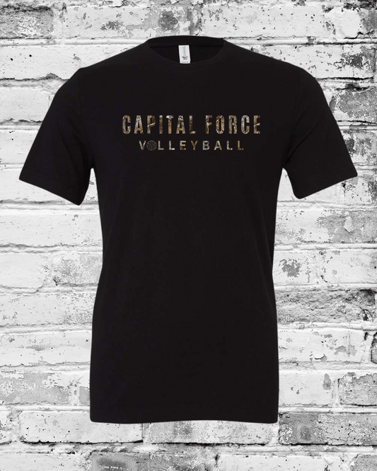 Adult Black T-Shirt w/Camo Capital Force