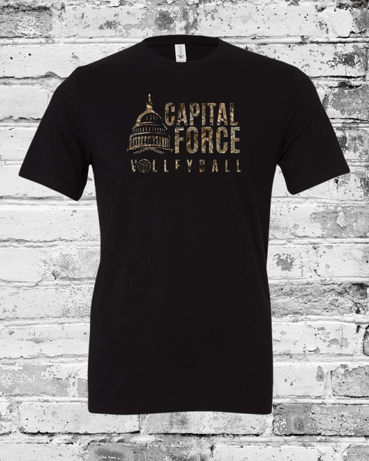 Adult Black T-Shirt w/Camo Logo