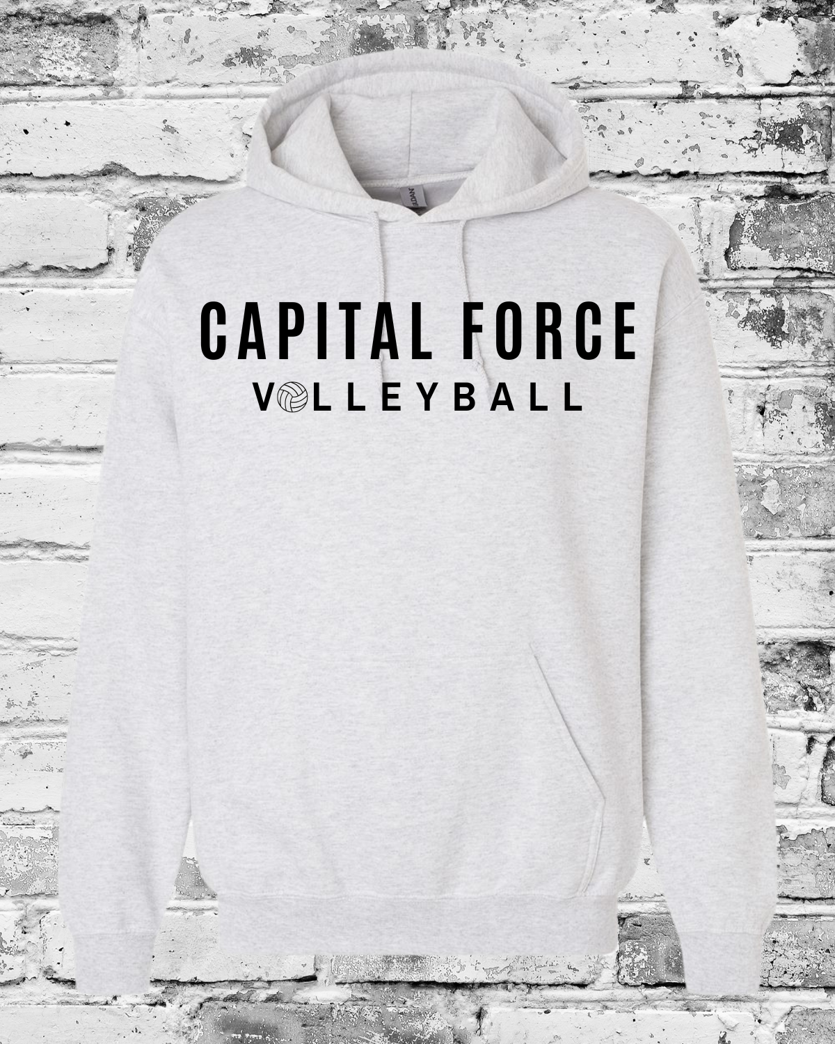 Adult Ash Hoodie w/Black Capital Force