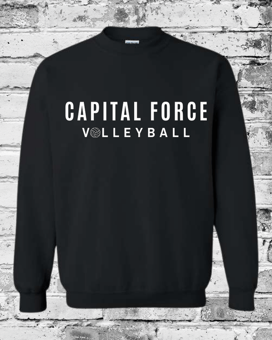 Adult Black Crewneck w/White Capital Force