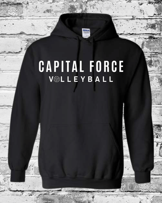 Adult Black Hoodie w/White Capital Force