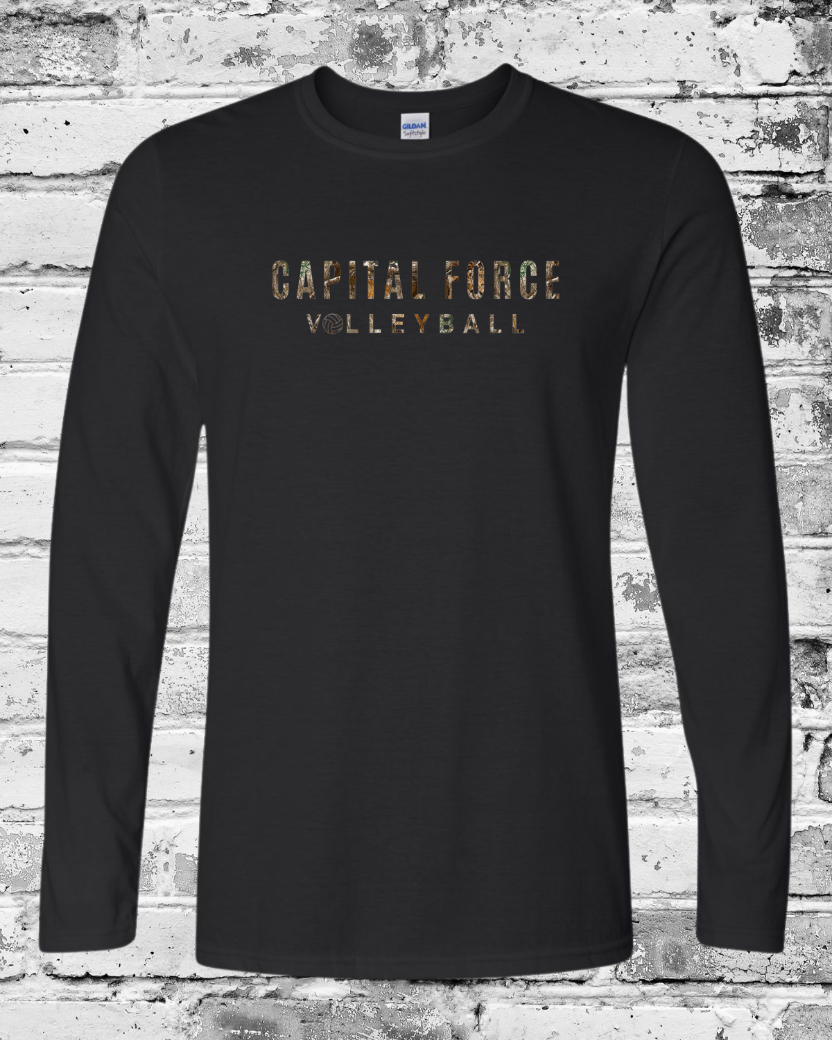 Adult Black Long Sleeve w/Camo Capital Force