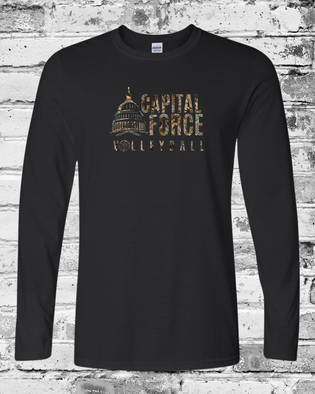 Adult Black Long Sleeve w/Camo Logo
