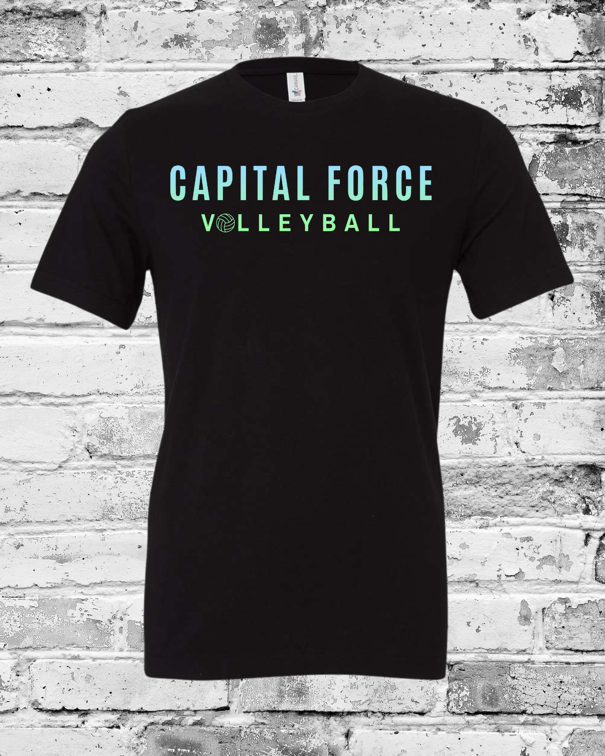 Adult Black T-Shirt w/Ombre Capital Force