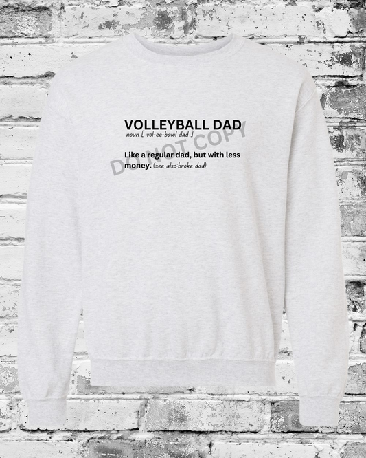 Adult Ash Crewneck w/Black Volleyball Dad Definition