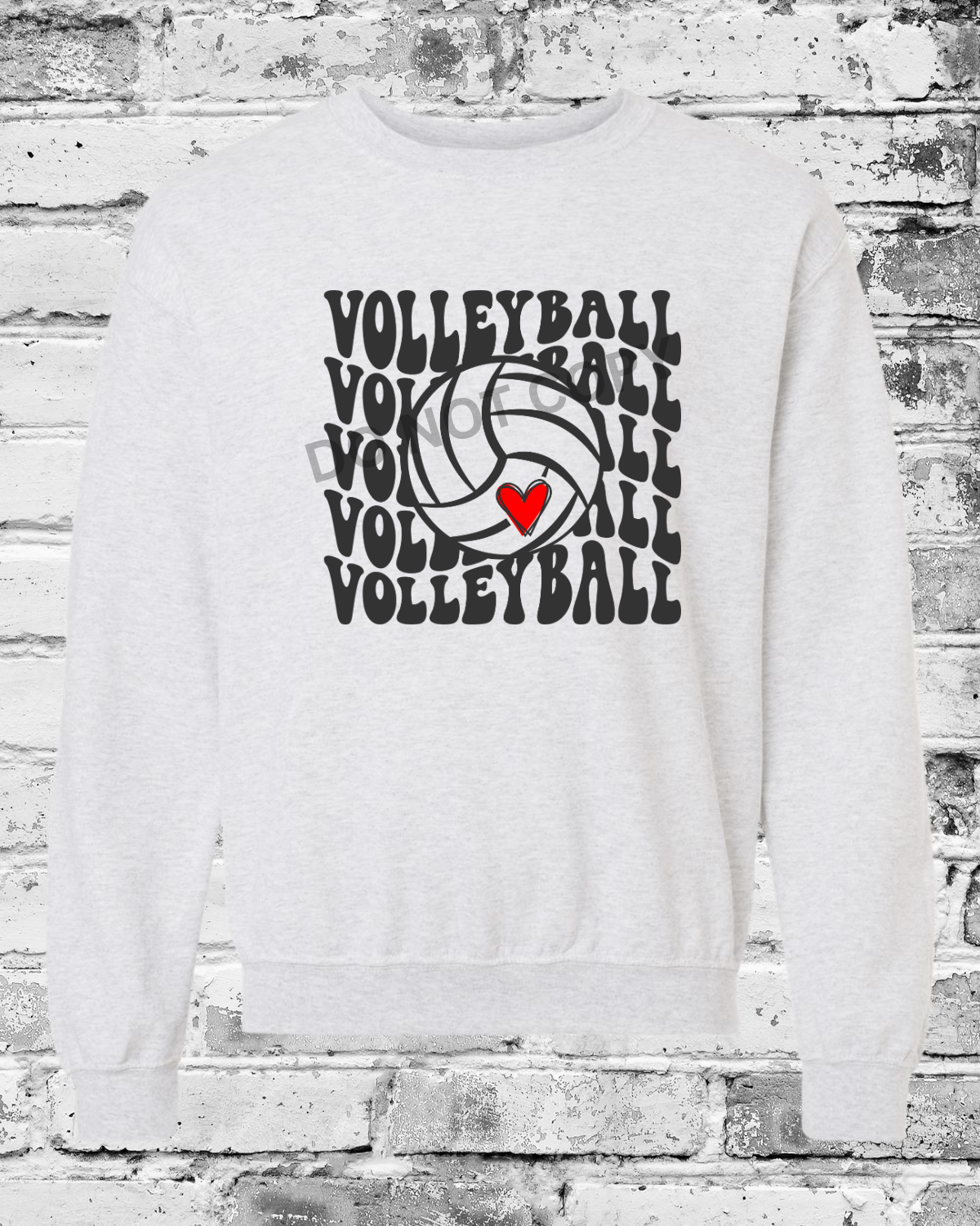 Adult Ash Crewneck w/Black Wave Volleyball