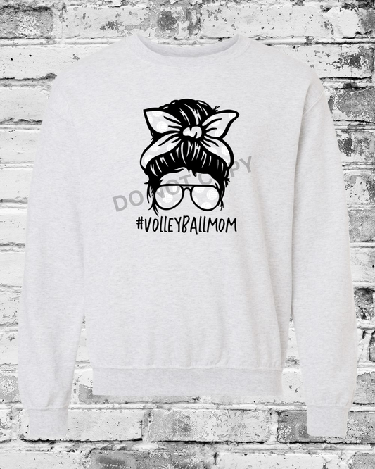 Adult Ash Crewneck w/Messy Bun Mom
