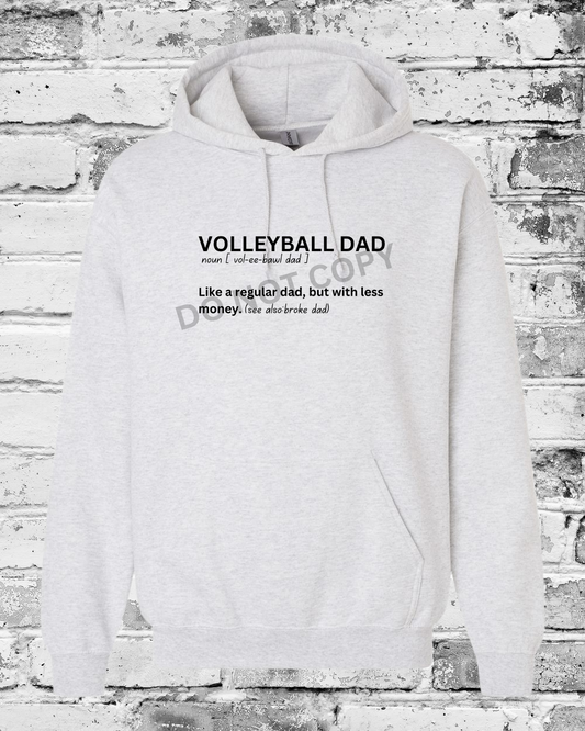 Adult Ash Hoodie w/Black Volleyball Dad Definition