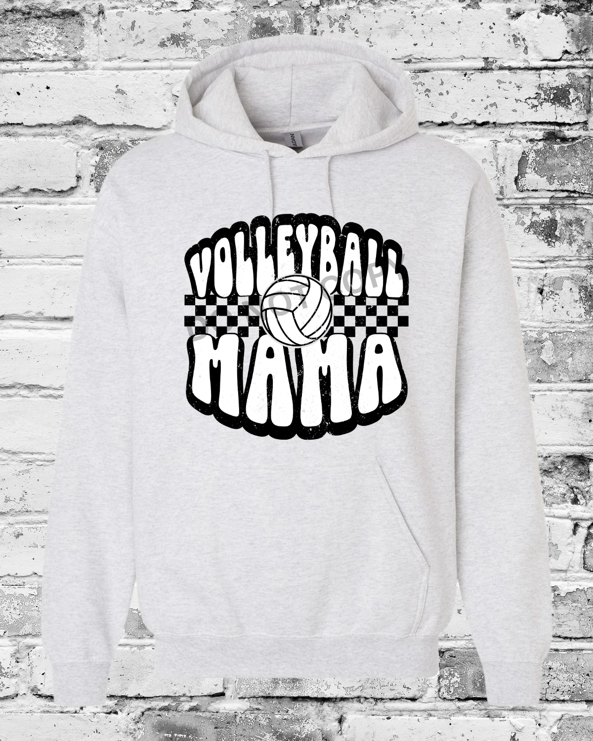 Adult Ash Hoodie w/Retro Volleyball Mama
