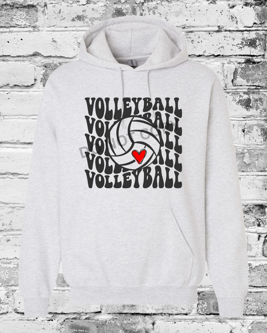 Adult Ash Hoodie w/Black Wave Volleyball