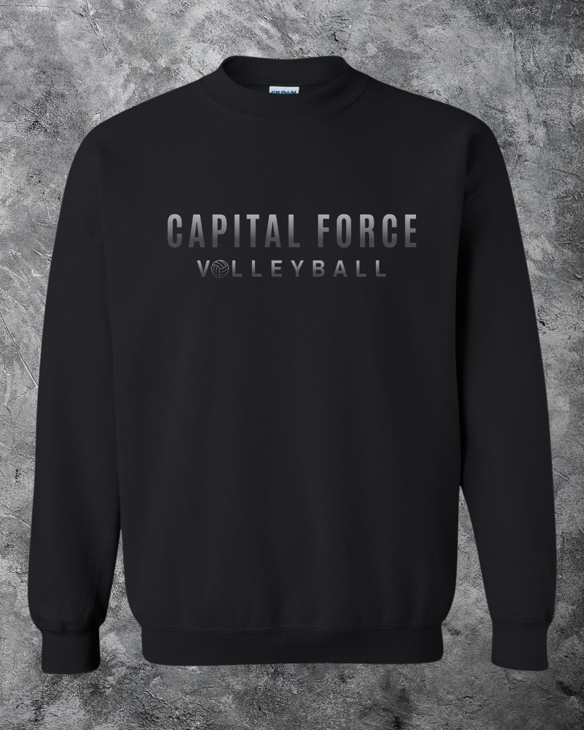Adult Black Crewneck w/ Black Ombre Capital Force