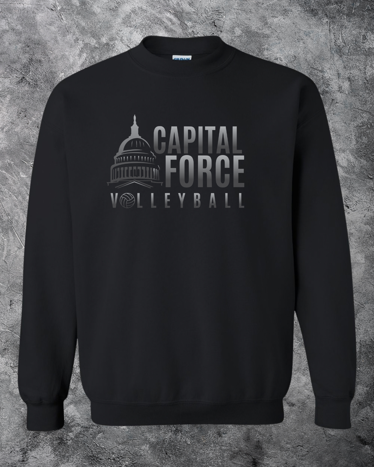 Youth Black Crewneck w/ Black Ombre Logo