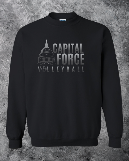 Adult Black Crewneck w/ Black Ombre Logo