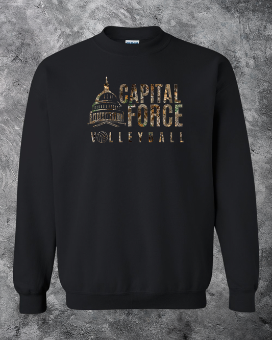 Adult Black Crewneck w/ Camo Logo