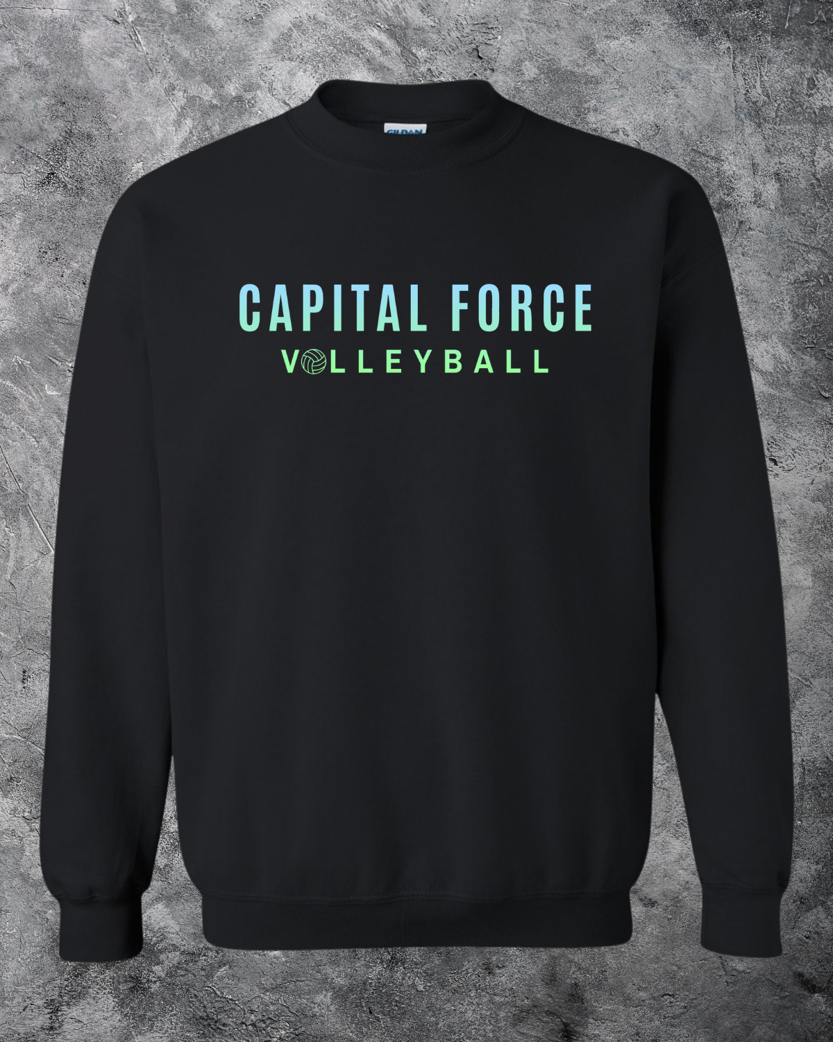 Youth Black Crewneck w/ Ombre Capital Force