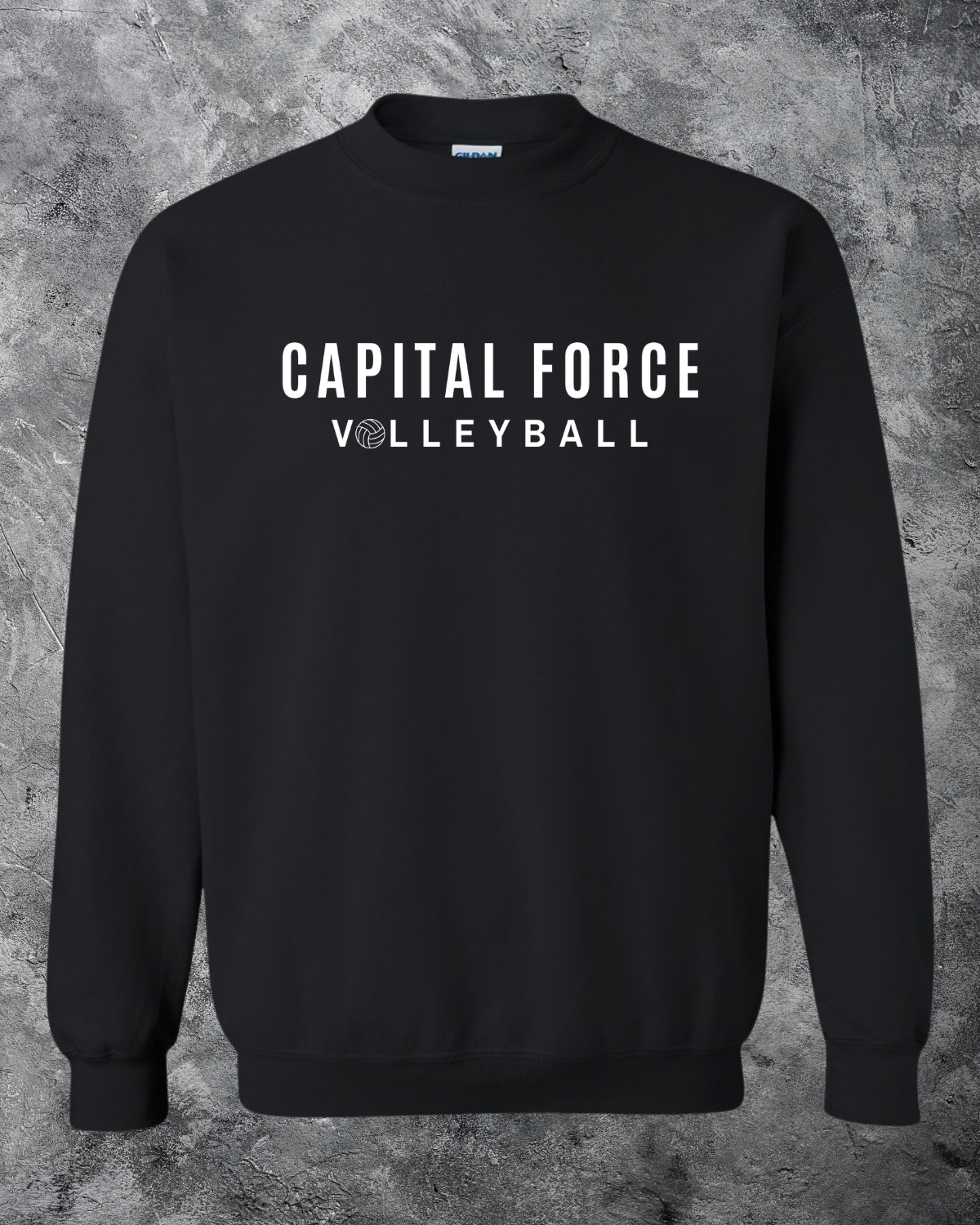 Youth Black Crewneck w/ White Capital Force