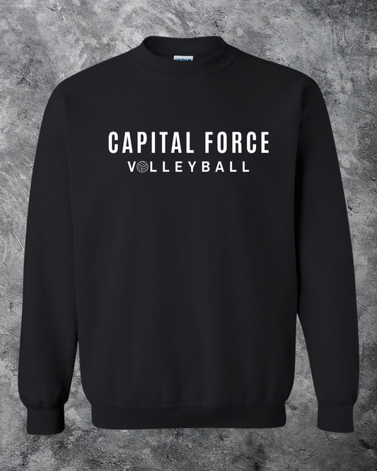 Adult Black Crewneck w/ White Capital Force