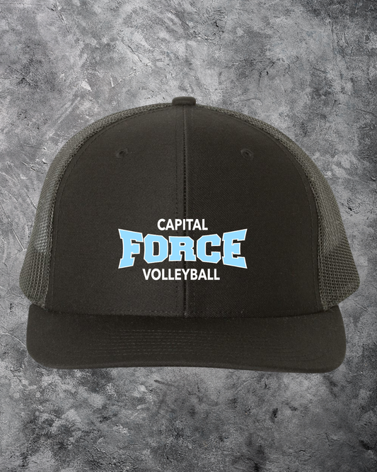 Embroidered Black Trucker Cap w/ Force
