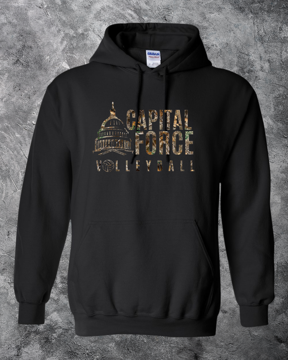 Youth Black Hoodie w/ Camo Logo