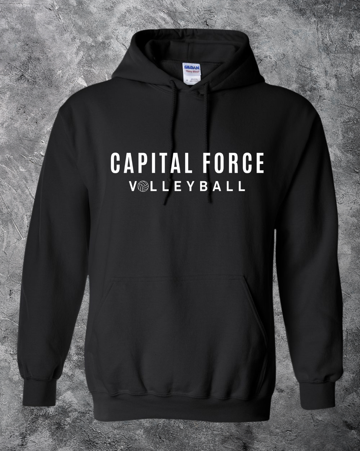 Youth Black Hoodie w/ White Capital Force