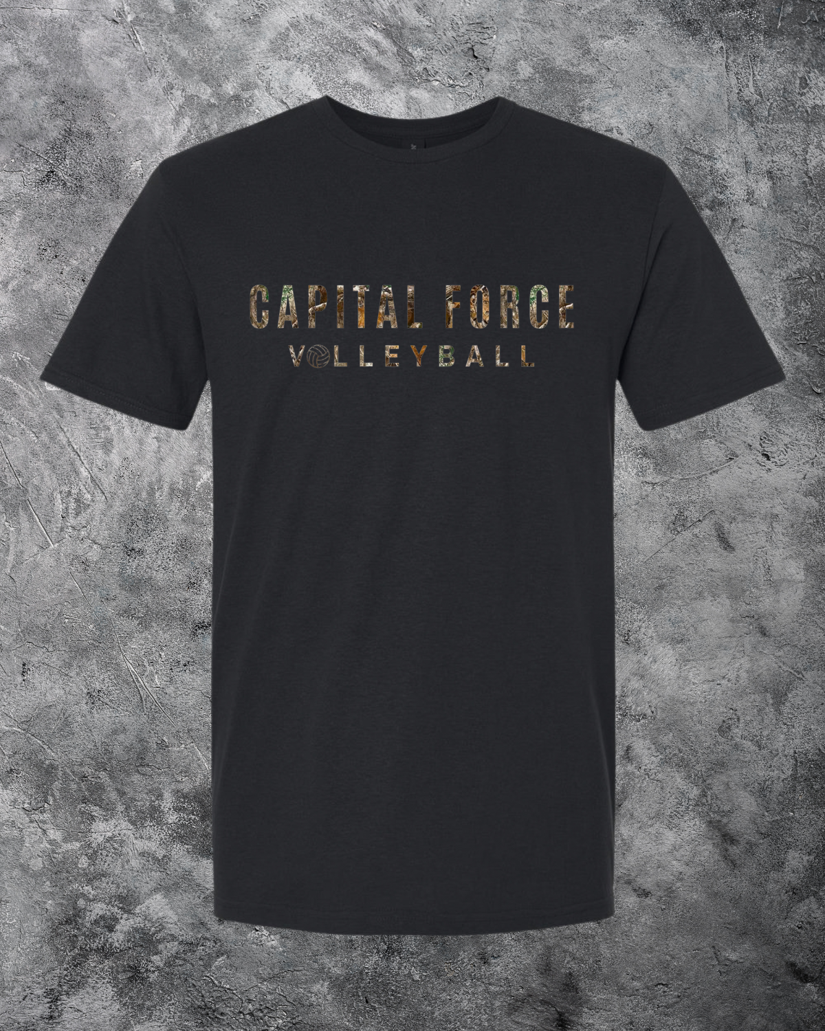 Youth Black T-Shirt w/ Camo Capital Force