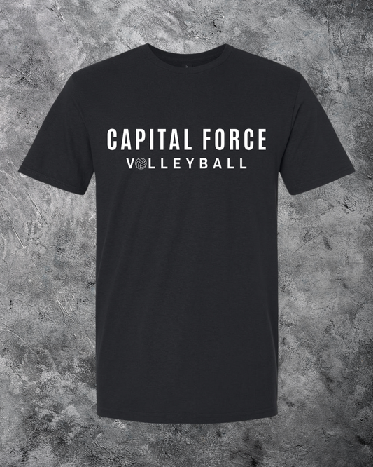 Youth Black T-Shirt w/ White Capital Force