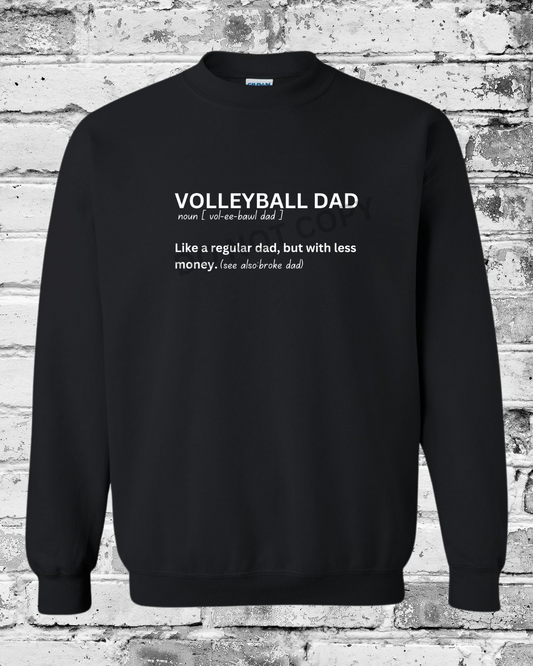 Adult Black Crewneck w/Black Volleyball Dad Definition