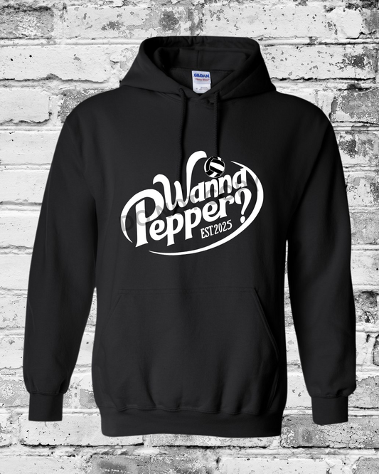 Adult Black Hoodie w/White Wanna Pepper