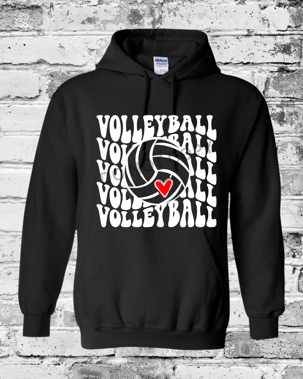 Adult Black Hoodie w/White Wave Volleyball