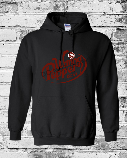 Adult Black Hoodie w/Maroon Wanna Pepper