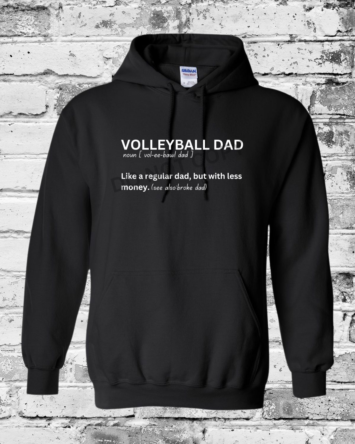 Adult Black Hoodie w/White Volleyball Dad Definition