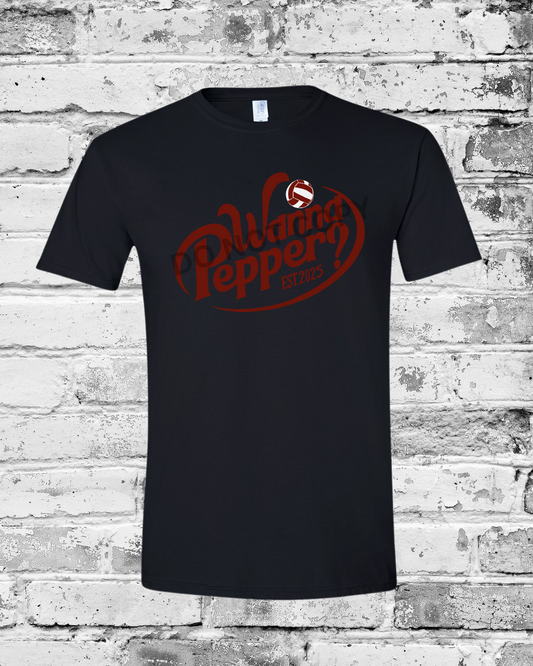 Adult Black T-Shirt w/Maroon Wanna Pepper