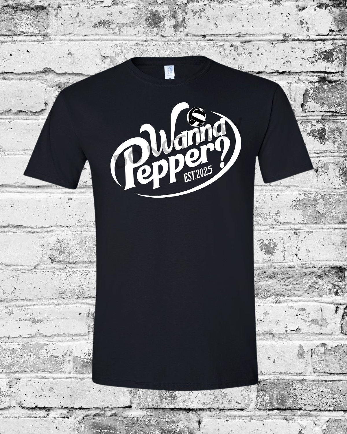 Adult Black T-Shirt w/White Wanna Pepper