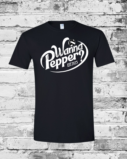 Adult Black T-Shirt w/White Wanna Pepper