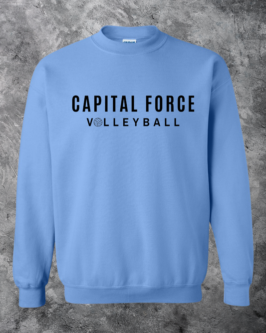 Adult Blue Crewneck w/ Black Capital Force