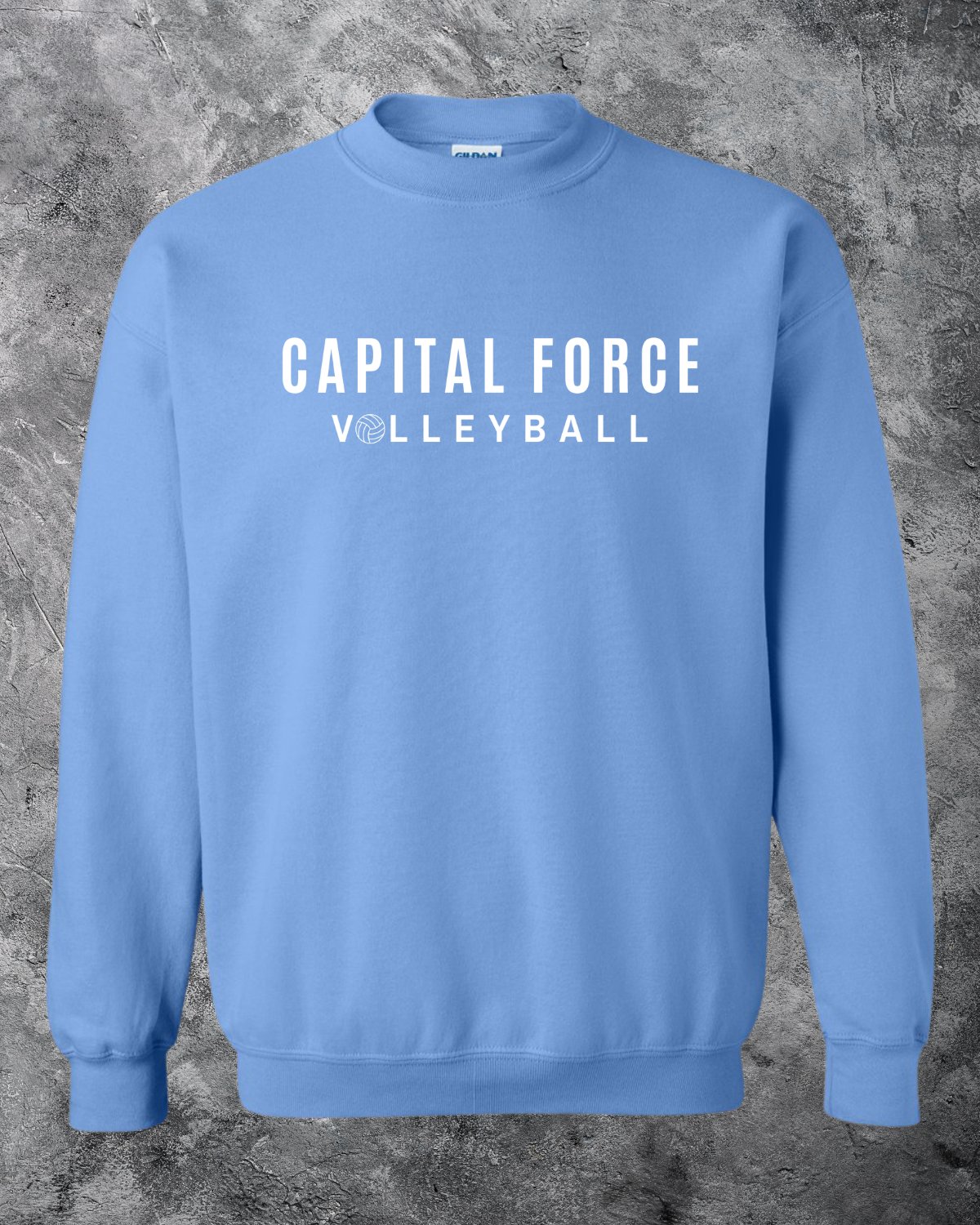 Adult Blue Crewneck w/ White Capital Force